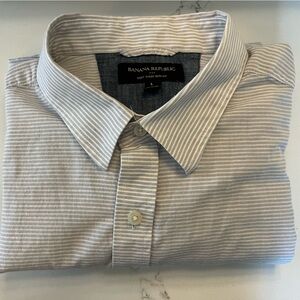 Banana Republic Gray and White Striped Shirt